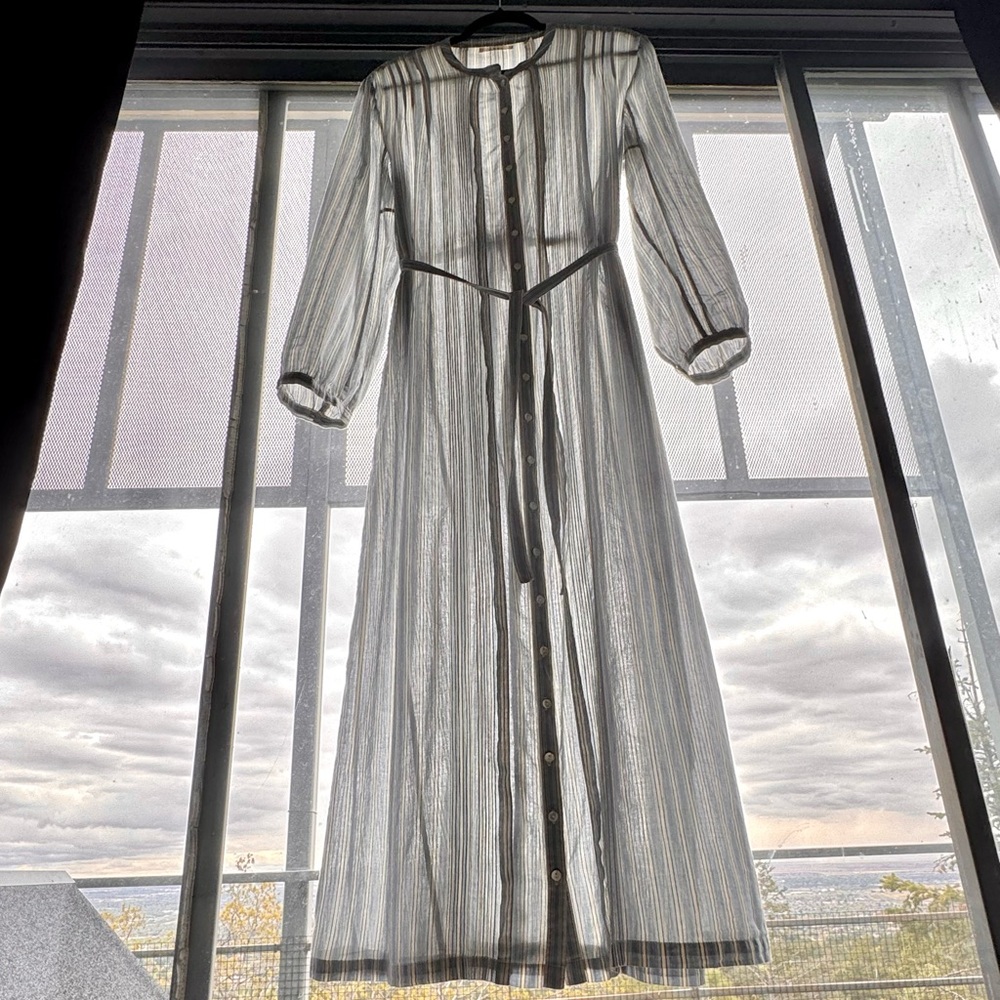 💋SOLD💋⛱️🌊DÔEN ‘Lorena’ Organic Cotton Voile Dress Monte Isola Stripe XS